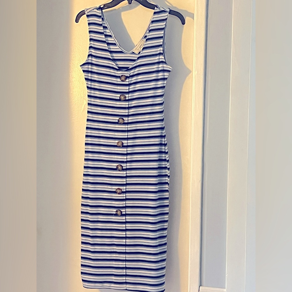 Striped Blue and White Button-Down Dress - NWT - Sz L